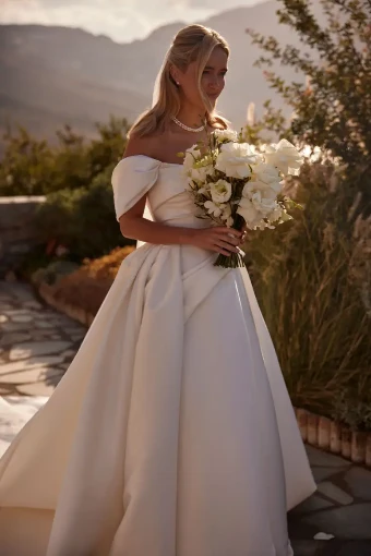 Milla Nova Valora Elegant Off-Shoulder Gown with Flowing Skirt #1 Ivory thumbnail