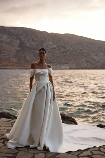 Milla Nova Valora Elegant Off-Shoulder Gown with Flowing Skirt #0 default Ivory thumbnail