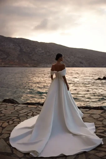 Milla Nova Valora Elegant Off-Shoulder Gown with Flowing Skirt #7 Ivory thumbnail