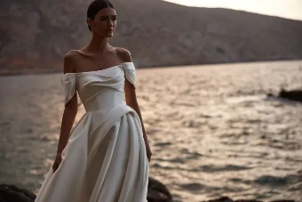 Milla Nova Valora Elegant Off-Shoulder Gown with Flowing Skirt #8 default Ivory thumbnail