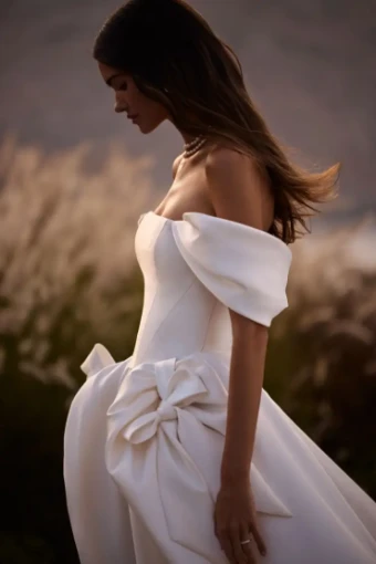 Milla Nova Elara Elegant Off-Shoulder Ballgown with Statement Bow #2 default Ivory thumbnail