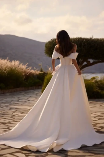 Milla Nova Elara Elegant Off-Shoulder Ballgown with Statement Bow #1 Ivory thumbnail