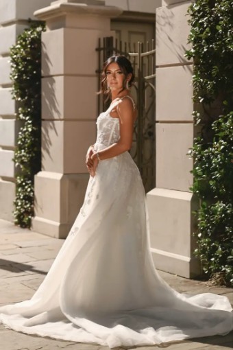 Essense Orchid D4030IV11 #3 (IV-RUM) IVORY LACE TULLE AND ROYAL ORGANZA OVER RUM GOWN thumbnail