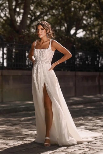 Essense Orchid D4030IV11 #1 (IV-RUM) IVORY LACE TULLE AND ROYAL ORGANZA OVER RUM GOWN thumbnail
