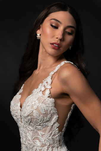 Martina Liana Brooks ML1908 #5 default (IVRM-PL) Ivory Lace & Tulle over Rum Gown w Porcelain Tulle Illusion thumbnail