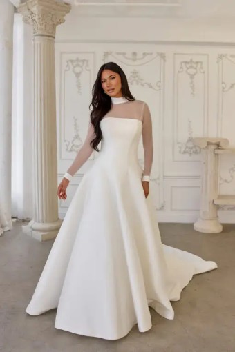 Martina Liana Brandon ML1926 #0 default (IV-IV) IVORY GOWN AND IVORY BODYSUIT W IVORY MATTE MIKADO TRIM thumbnail