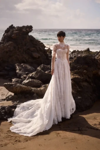 Milla Nova Selvianne Dress Only Lace Strapless Bridal Gown with Corset Bodice #1 Ivory/Nude thumbnail