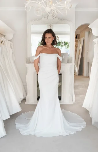 Isabella Grace Audrey Plus Elegant Off-Shoulder Mermaid Gown with Train #32 Ivory thumbnail