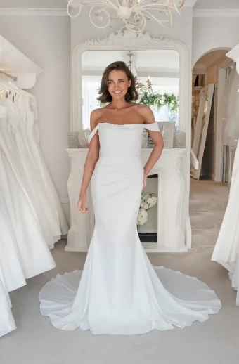 Isabella Grace Audrey Plus Elegant Off-Shoulder Mermaid Gown with Train #33 Ivory thumbnail