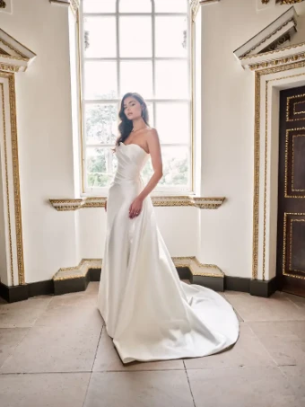 Suzanne Neville Arielle Dress & Train #1 Ivory thumbnail