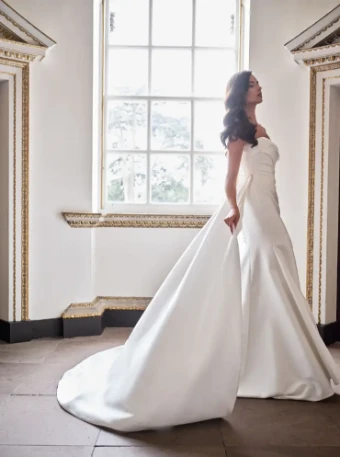 Suzanne Neville Arielle Dress & Train #4 Ivory thumbnail