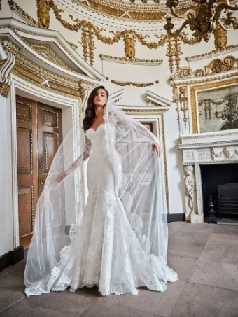 Suzanne Neville Solenne Dress without lace sleeves #7 Ivory thumbnail