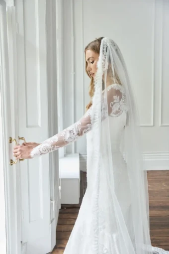 Suzanne Neville Solenne Dress without lace sleeves #3 Ivory thumbnail