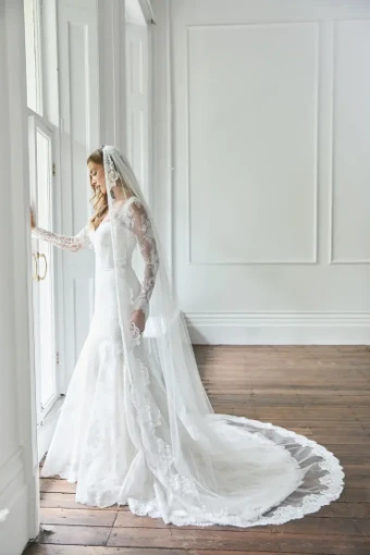 Suzanne Neville Solenne Dress without lace sleeves #4 Ivory thumbnail