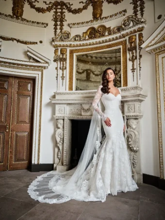 Suzanne Neville Solenne Dress without lace sleeves #8 Ivory thumbnail