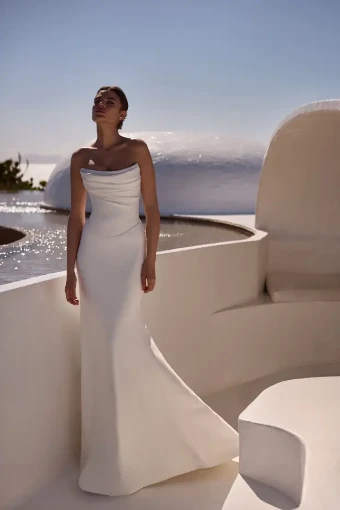 Milla Nova Orlaya Elegant Strapless Mermaid Gown with Button Details #0 default Ivory thumbnail