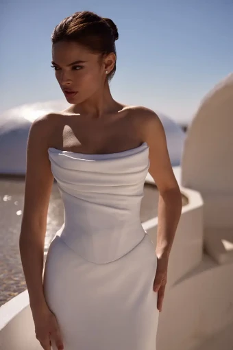 Milla Nova Orlaya Elegant Strapless Mermaid Gown with Button Details #1 Ivory thumbnail