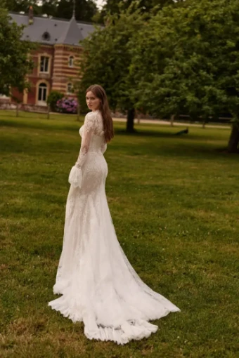 Milla Nova Avenara Elegant Bridal Gown with Lace Detail and Train #5 Ivory/Nude thumbnail