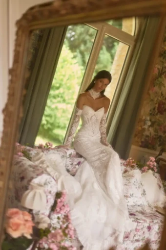 Milla Nova Avenara Elegant Bridal Gown with Lace Detail and Train #7 Ivory/Nude thumbnail