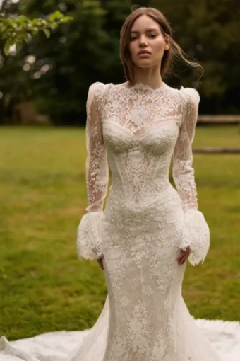 Milla Nova Avenara Elegant Bridal Gown with Lace Detail and Train #2 Ivory/Nude thumbnail