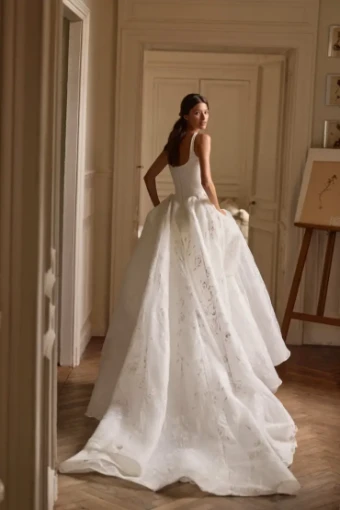 Milla Nova Valeris Elegant Bridal Gown with Flowing Skirt and Delicate Straps #4 Ivory thumbnail