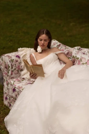 Milla Nova Valeris Elegant Bridal Gown with Flowing Skirt and Delicate Straps #3 Ivory thumbnail