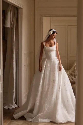 Milla Nova Valeris Elegant Bridal Gown with Flowing Skirt and Delicate Straps #0 default Ivory thumbnail