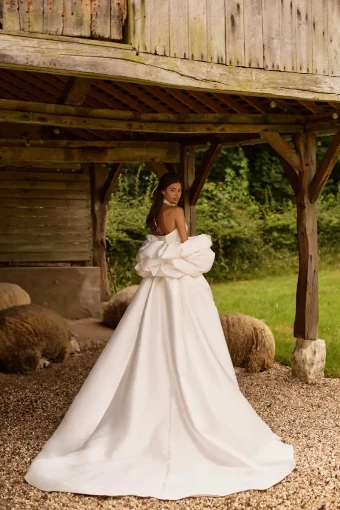 Milla Nova Onyxelle Romantic Ballgown with Off-Shoulder Floral Accents #3 Ivory thumbnail