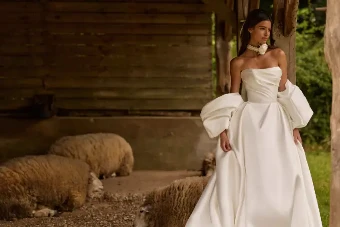 Milla Nova Onyxelle Romantic Ballgown with Off-Shoulder Floral Accents #2 Ivory thumbnail