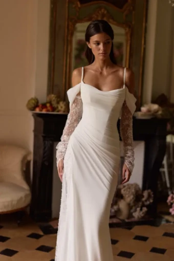 Milla Nova Glimmara Elegant Floor-Length Gown with Off-Shoulder Neckline #0 default Ivory thumbnail