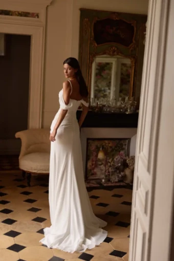 Milla Nova Glimmara Elegant Floor-Length Gown with Off-Shoulder Neckline #3 default Ivory thumbnail