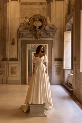 Milla Nova Darielle Elegant Off-Shoulder Gown with Voluminous Skirt #2 default Ivory thumbnail