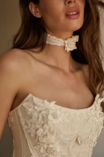 Milla Nova Frida Skirt Elegant Strapless Bridal Gown with Floral Lace Details #2 default Ivory thumbnail