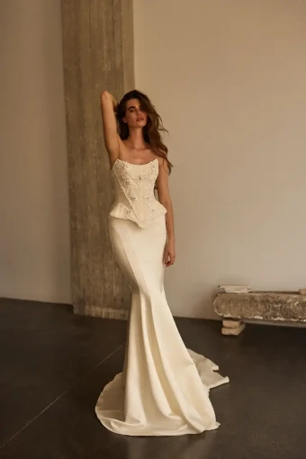 Milla Nova Frida Skirt Elegant Strapless Bridal Gown with Floral Lace Details #0 default Ivory thumbnail