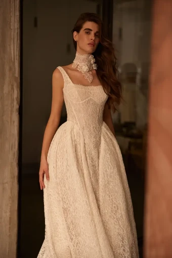 Milla Nova Katharine Atelier Dress Elegant Bridal Gown with Lace and Sweeping Train #2 Ivory/Nude thumbnail