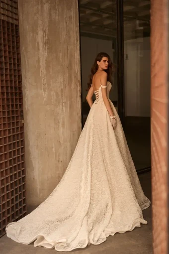 Milla Nova Katharine Atelier Dress Elegant Bridal Gown with Lace and Sweeping Train #5 default Ivory/Nude thumbnail