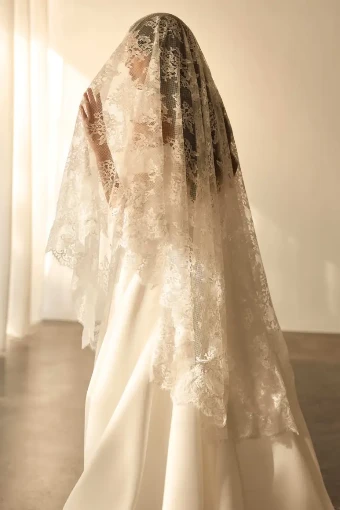 Milla Nova Grace Atelier Elegant Bridal Gown with Intricate Lace Veil #2 default Ivory thumbnail