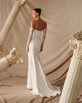 Milla Nova Medici Chic Halter Neck Jumpsuit with Detachable Lace Veil #3 Ivory thumbnail