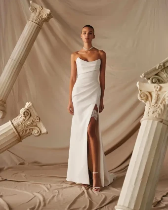 Milla Nova Medici Chic Halter Neck Jumpsuit with Detachable Lace Veil #0 default Ivory thumbnail