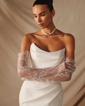 Milla Nova Medici Chic Halter Neck Jumpsuit with Detachable Lace Veil #1 Ivory thumbnail